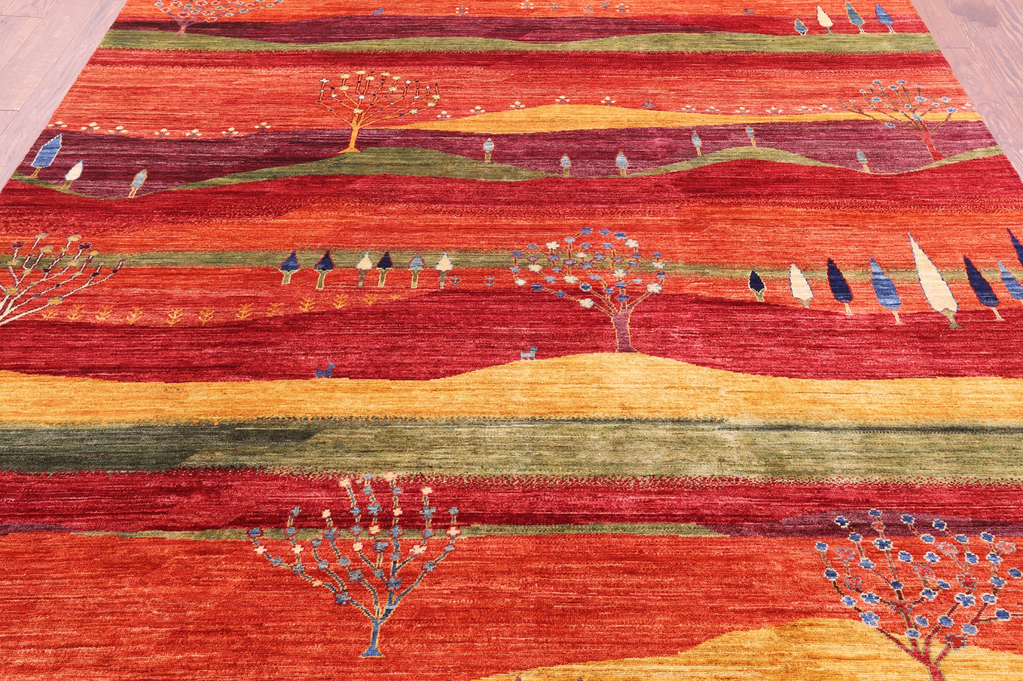 Tribal Persian Gabbeh Handmade Wool Rug - 8' 2" X 9' 9" - Golden Nile