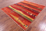 Tribal Persian Gabbeh Handmade Wool Rug - 8' 2" X 9' 9" - Golden Nile