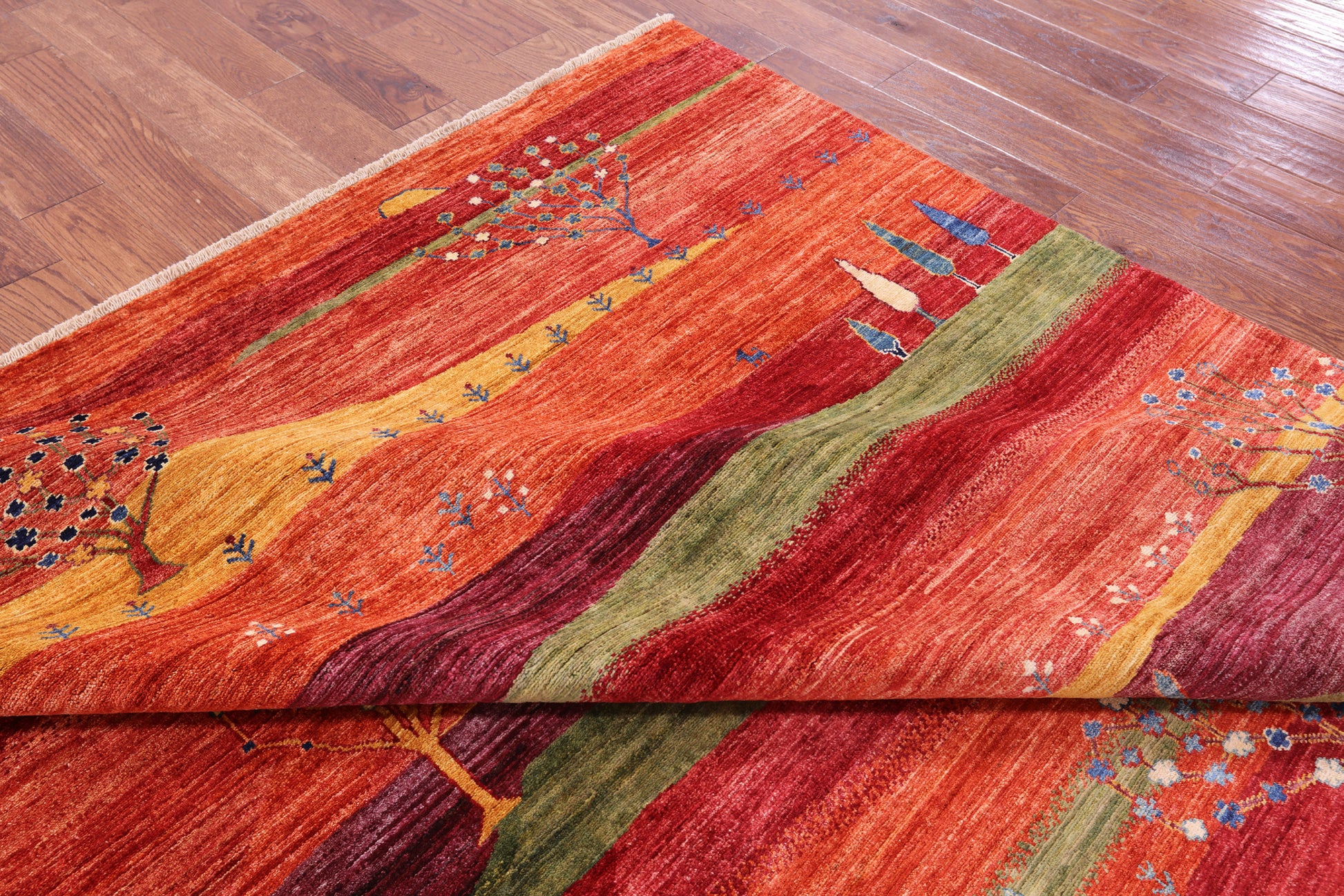 Tribal Persian Gabbeh Handmade Wool Rug - 8' 2" X 9' 9" - Golden Nile