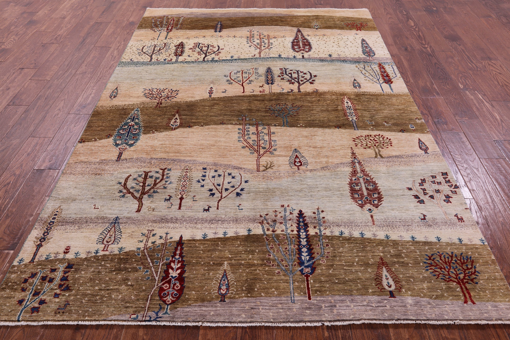 Tribal Persian Gabbeh Handmade Wool Rug - 6' 1" X 9' 0" - Golden Nile