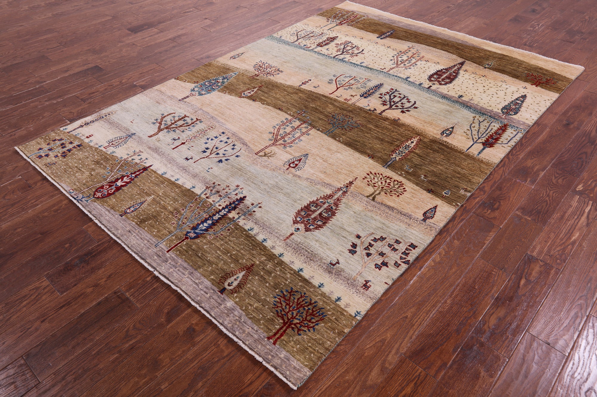 Tribal Persian Gabbeh Handmade Wool Rug - 6' 1" X 9' 0" - Golden Nile