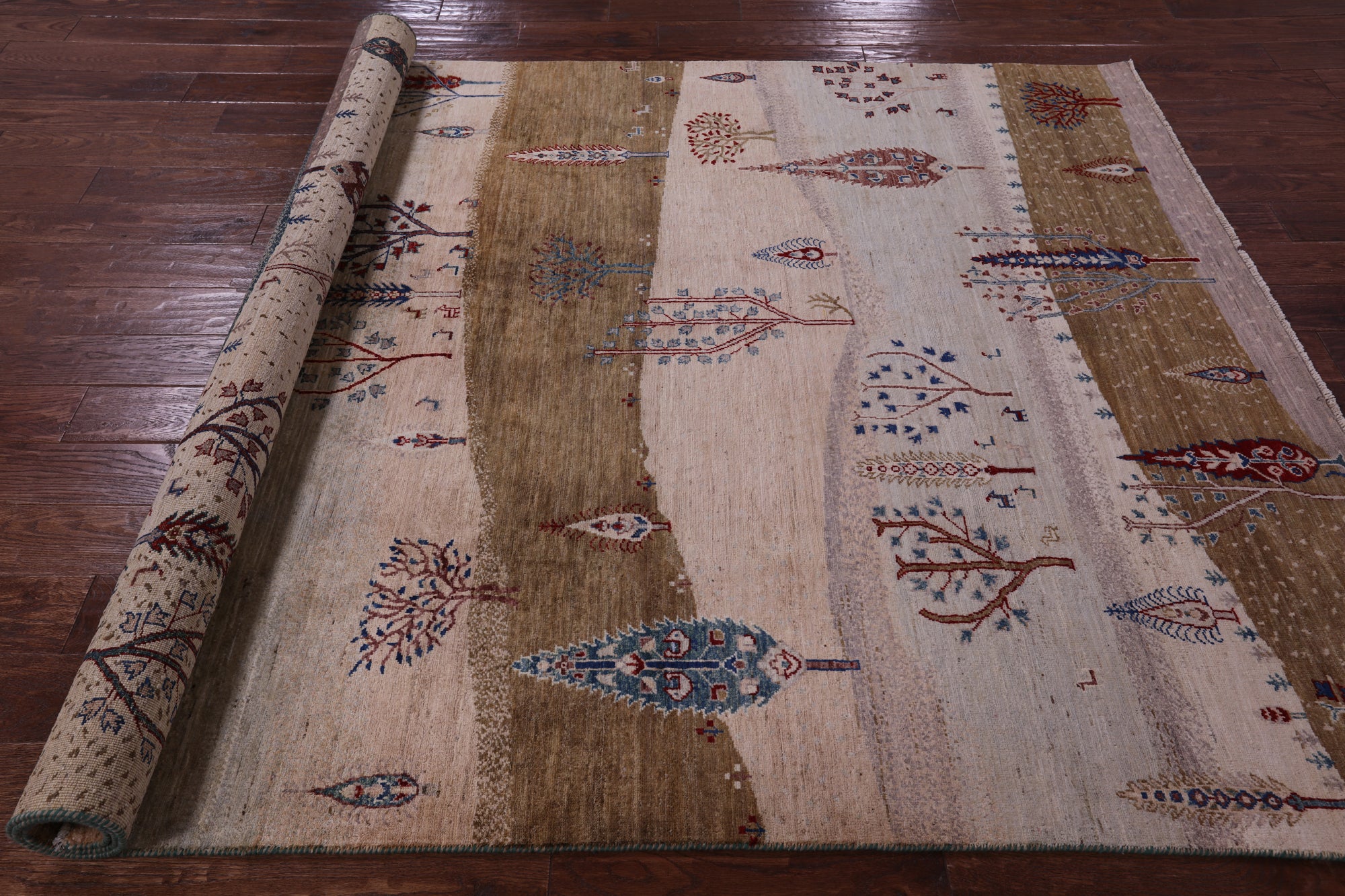 Tribal Persian Gabbeh Handmade Wool Rug - 6' 1" X 9' 0" - Golden Nile