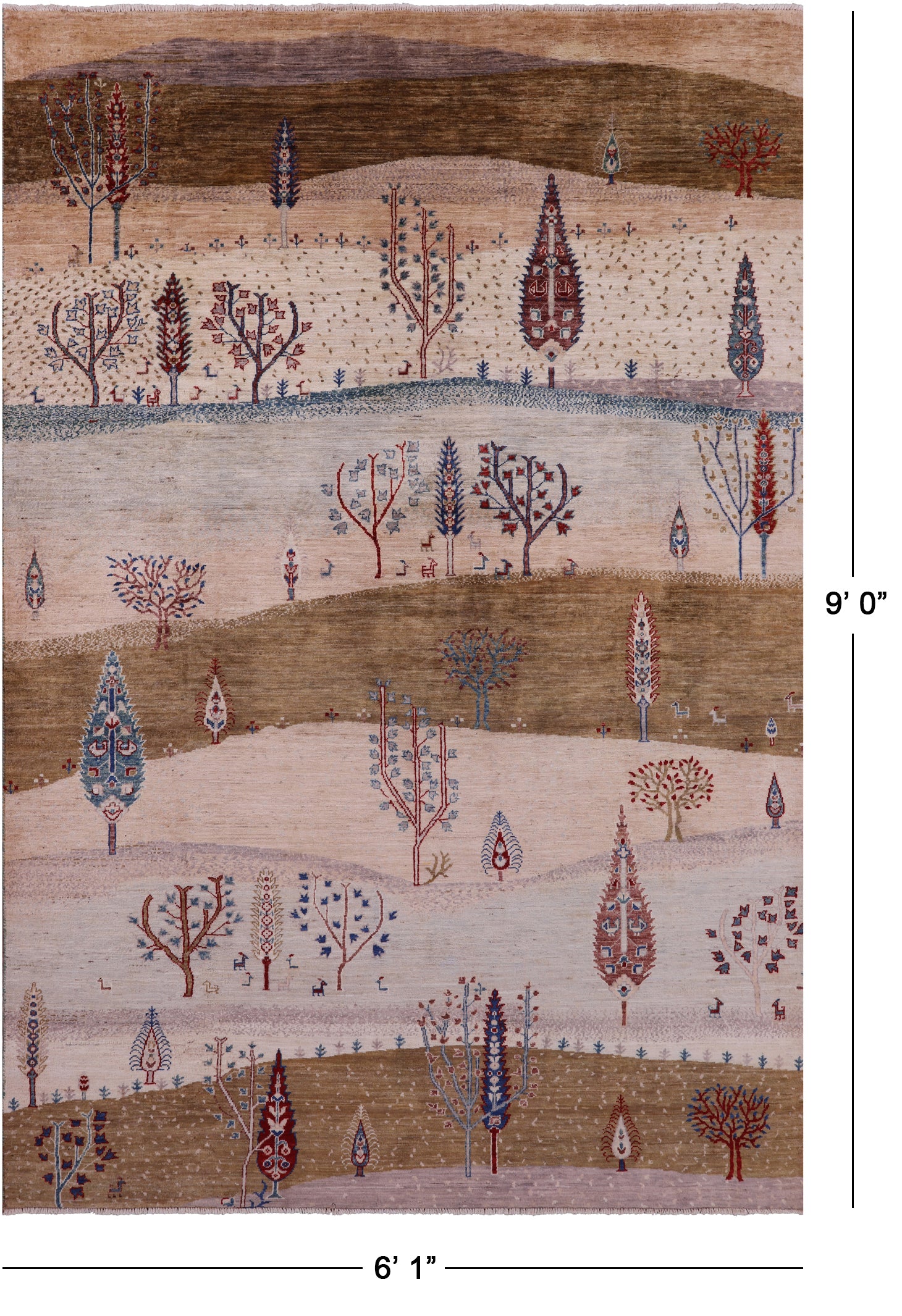 Tribal Persian Gabbeh Handmade Wool Rug - 6' 1" X 9' 0" - Golden Nile