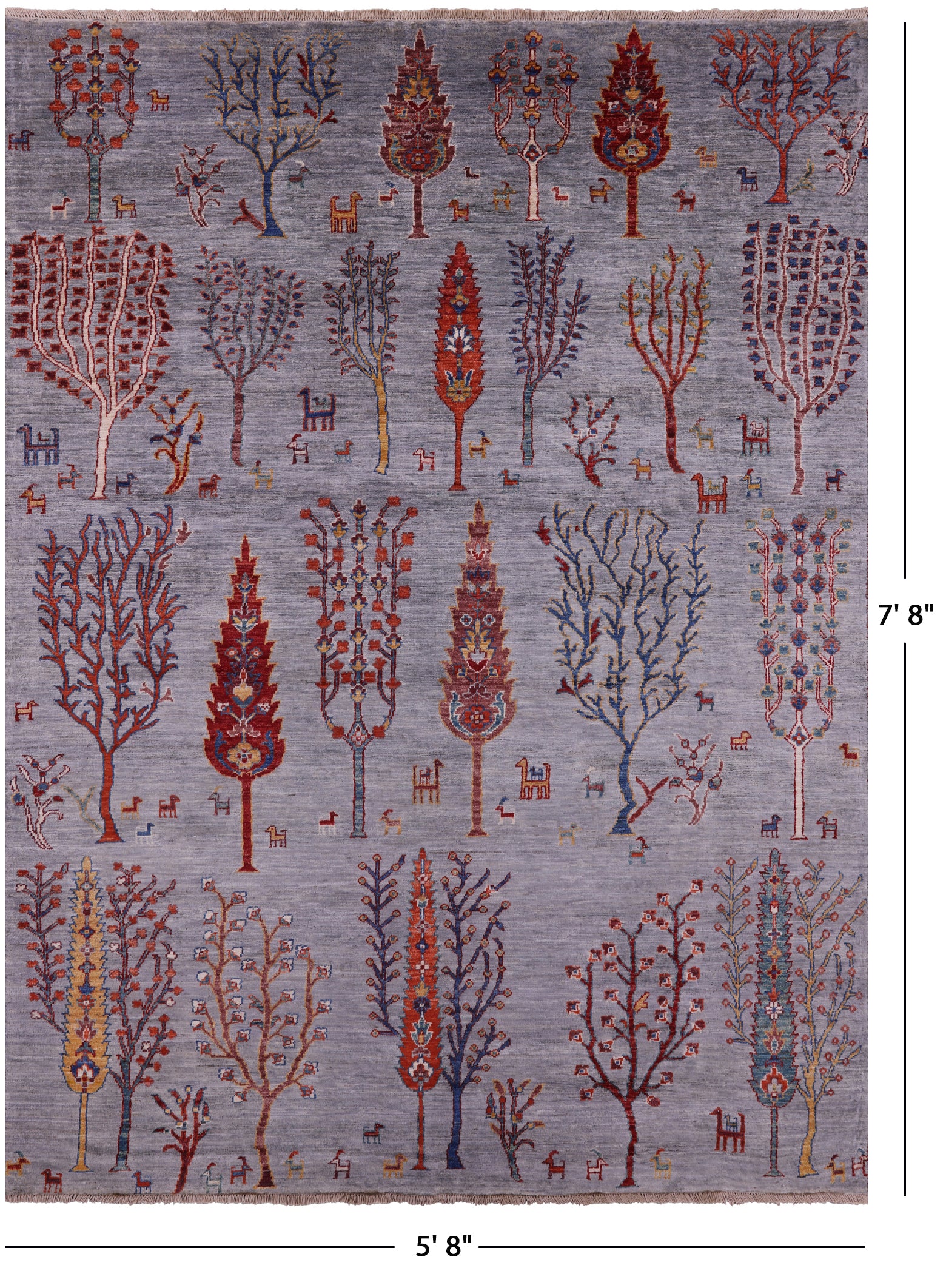 Grey Tribal Persian Gabbeh Hand Knotted Wool Rug - 5' 8" X 7' 8" - Golden Nile