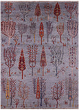 Grey Tribal Persian Gabbeh Hand Knotted Wool Rug - 5' 8" X 7' 8" - Golden Nile