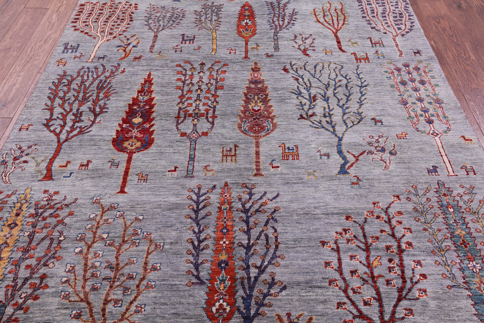 Grey Tribal Persian Gabbeh Hand Knotted Wool Rug - 5' 8" X 7' 8" - Golden Nile