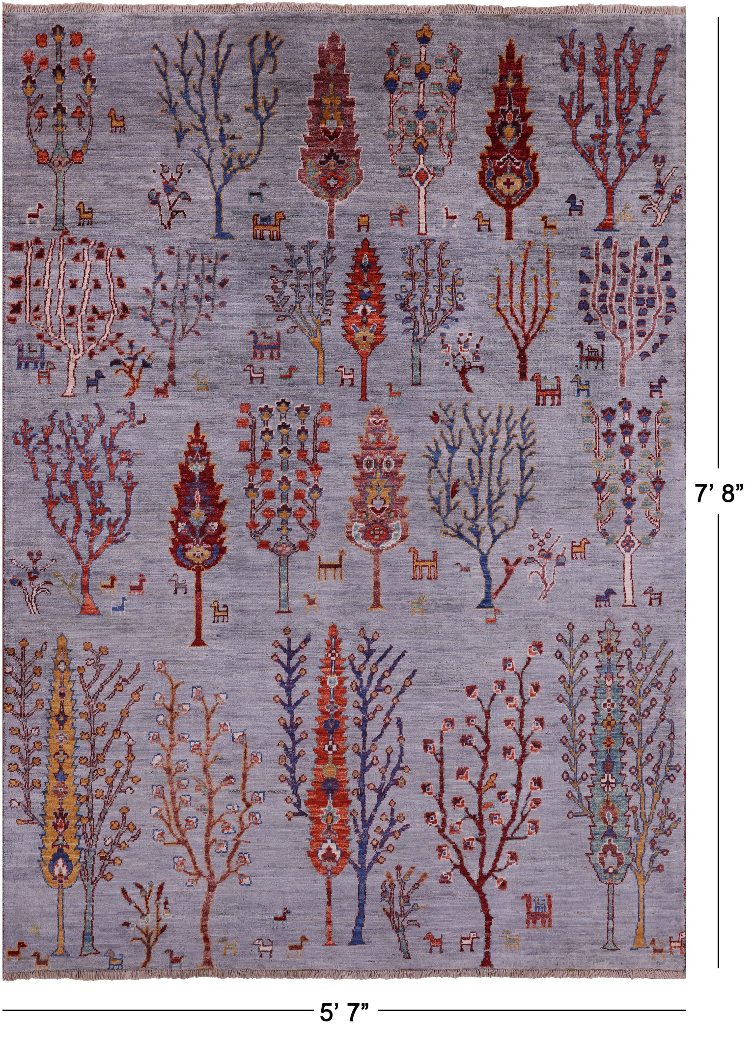 Grey Tribal Persian Gabbeh Hand Knotted Wool Rug - 5' 7" X 7' 8" - Golden Nile