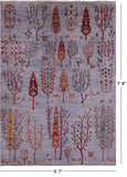 Grey Tribal Persian Gabbeh Hand Knotted Wool Rug - 5' 7" X 7' 8" - Golden Nile