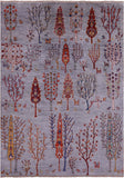 Grey Tribal Persian Gabbeh Hand Knotted Wool Rug - 5' 7" X 7' 8" - Golden Nile