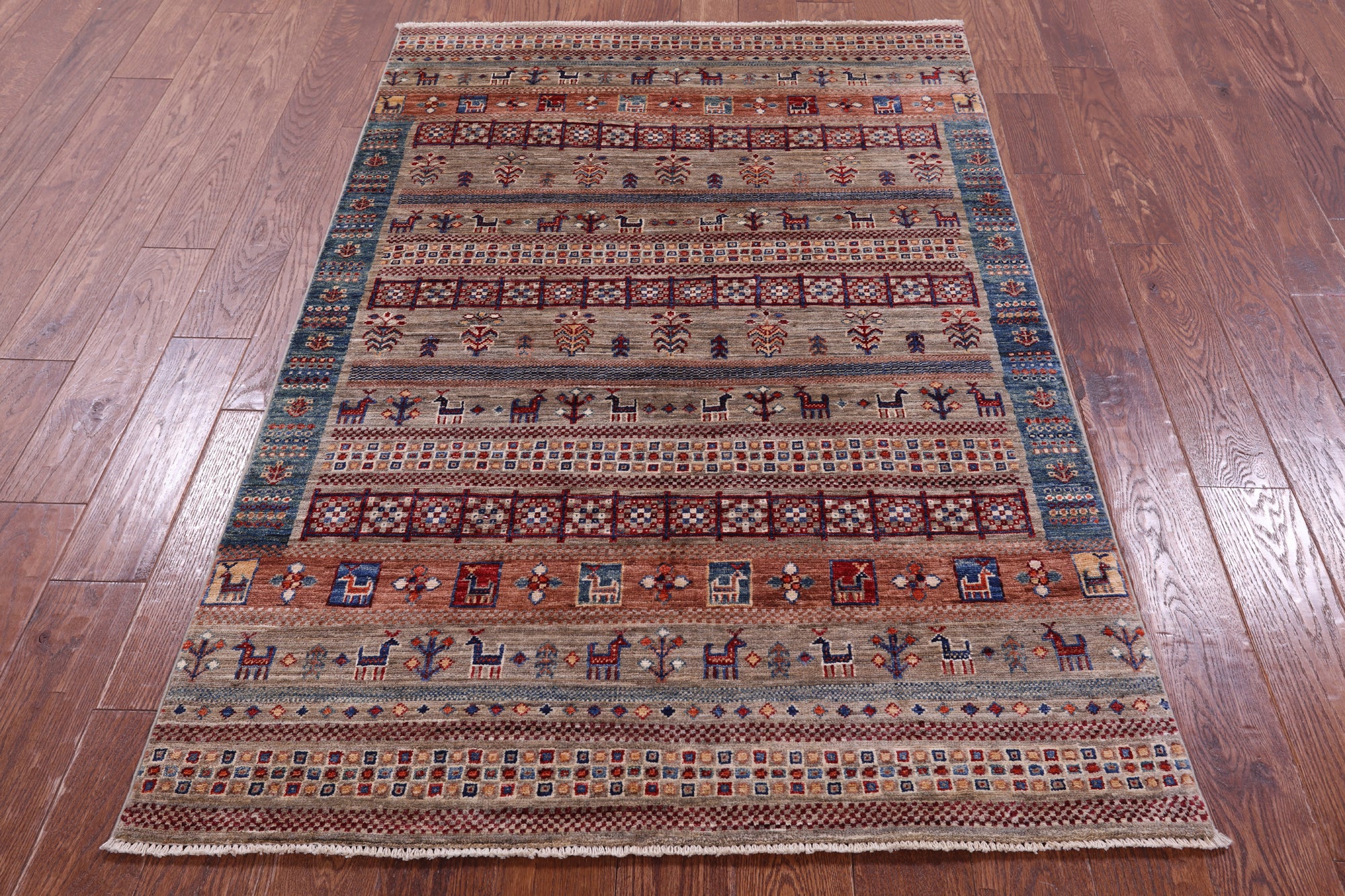 Tribal Persian Gabbeh Hand Knotted Wool Rug - 3' 11" X 6' 0" - Golden Nile