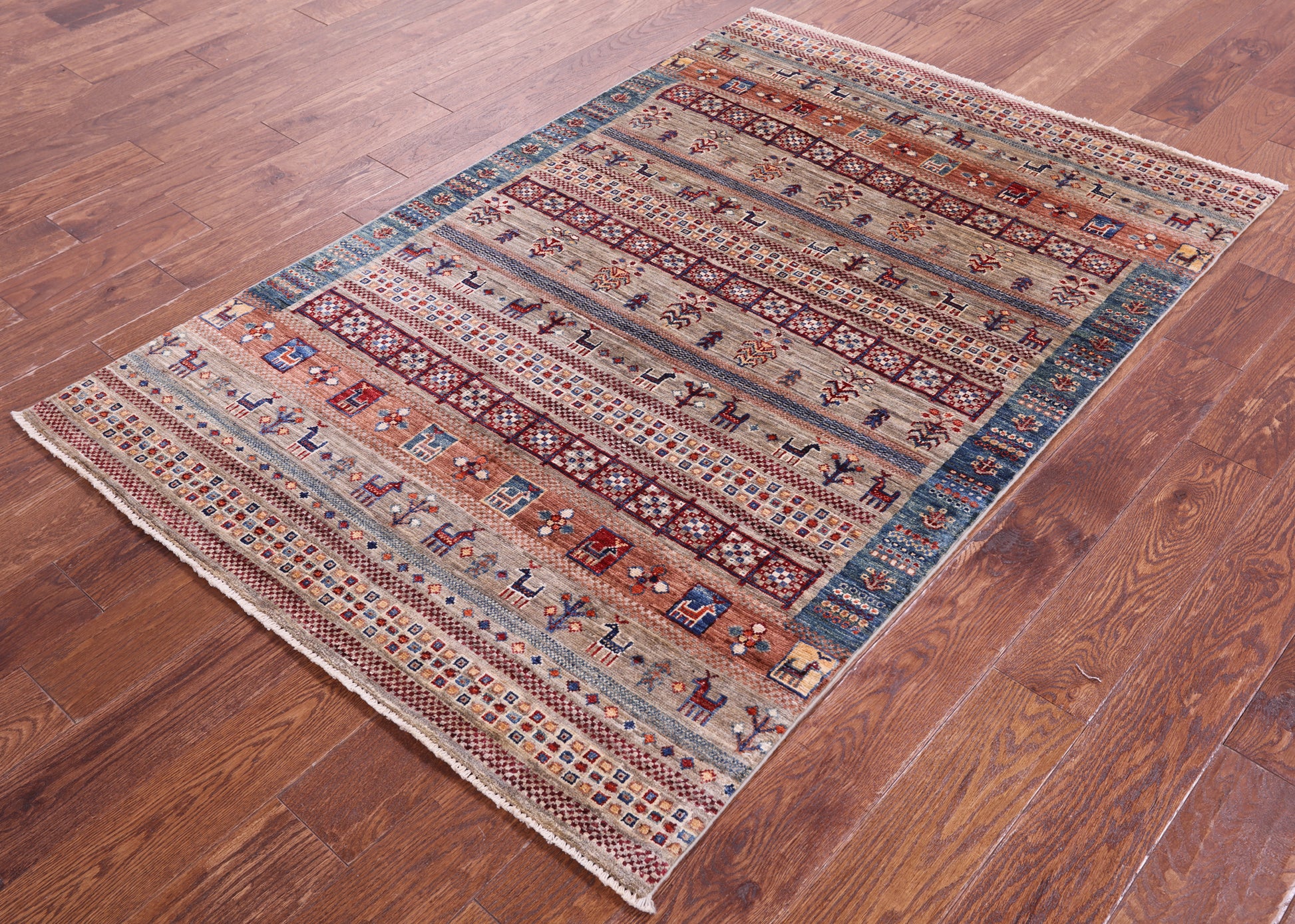 Tribal Persian Gabbeh Hand Knotted Wool Rug - 3' 11" X 6' 0" - Golden Nile