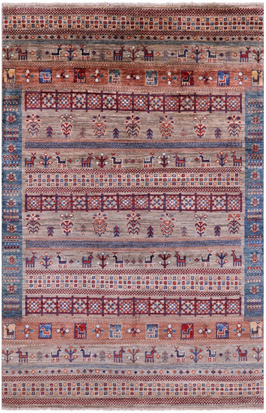 Tribal Persian Gabbeh Hand Knotted Wool Rug - 3' 11" X 6' 0" - Golden Nile