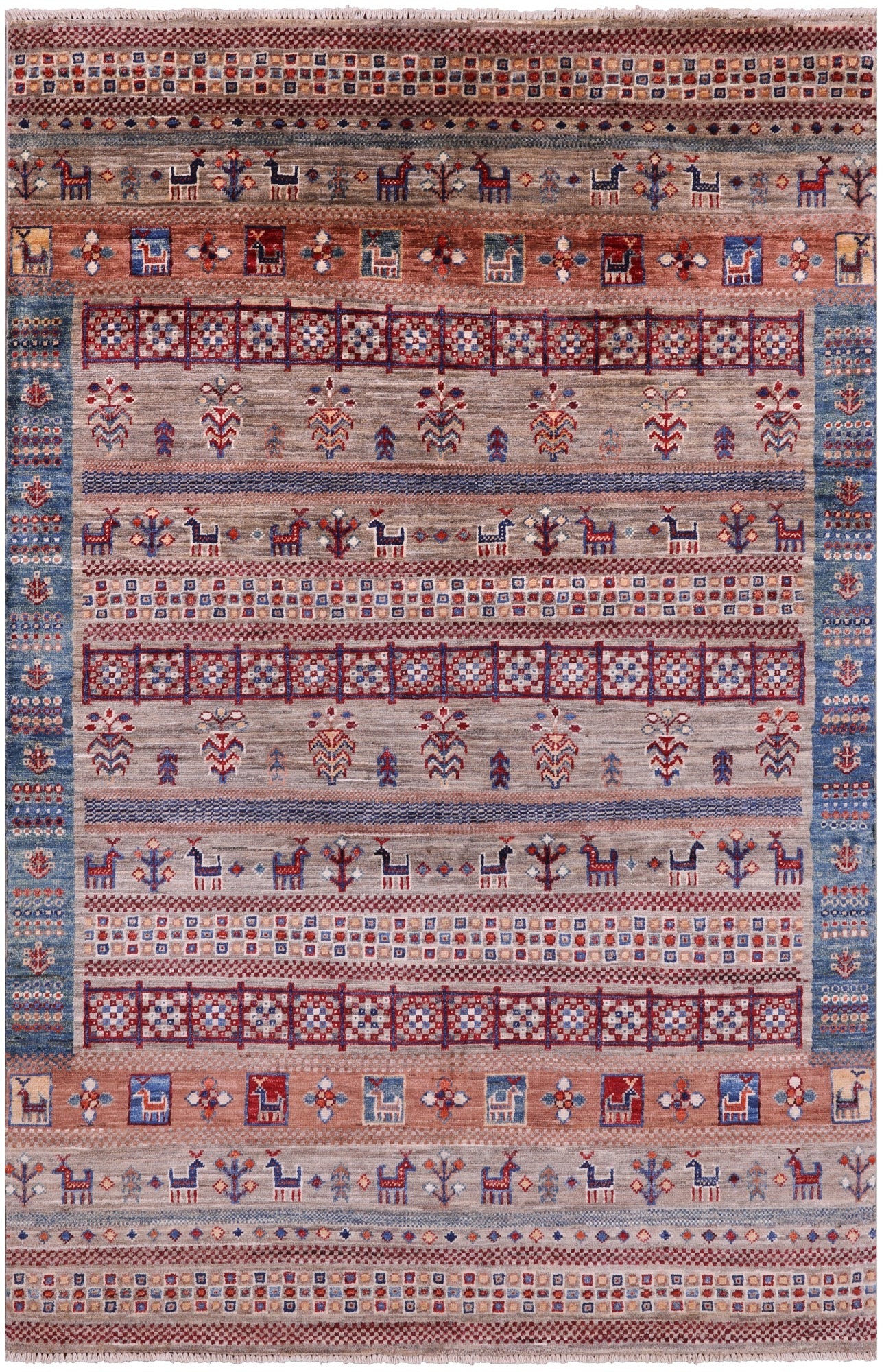 Tribal Persian Gabbeh Hand Knotted Wool Rug - 3' 11" X 6' 0" - Golden Nile