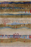 Tribal Persian Gabbeh Hand Knotted Wool Rug - 4' 0" X 5' 9" - Golden Nile