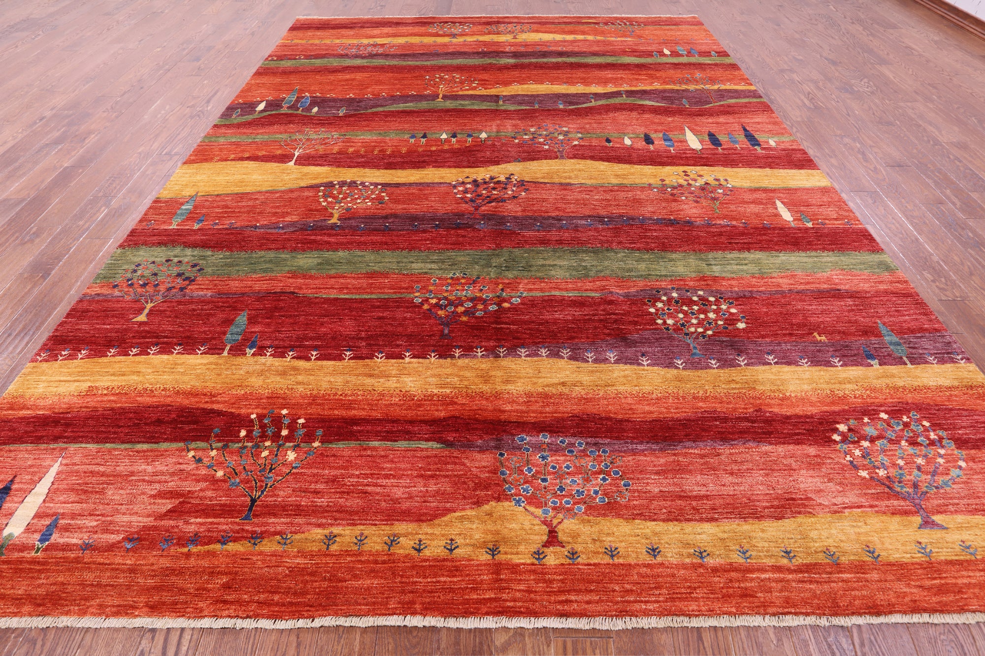 Tribal Persian Gabbeh Hand Knotted Wool Rug - 9' 9" X 13' 4" - Golden Nile
