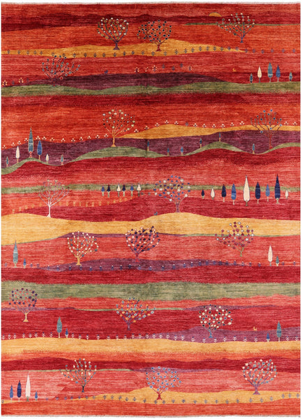 Tribal Persian Gabbeh Hand Knotted Wool Rug - 9' 9" X 13' 4" - Golden Nile