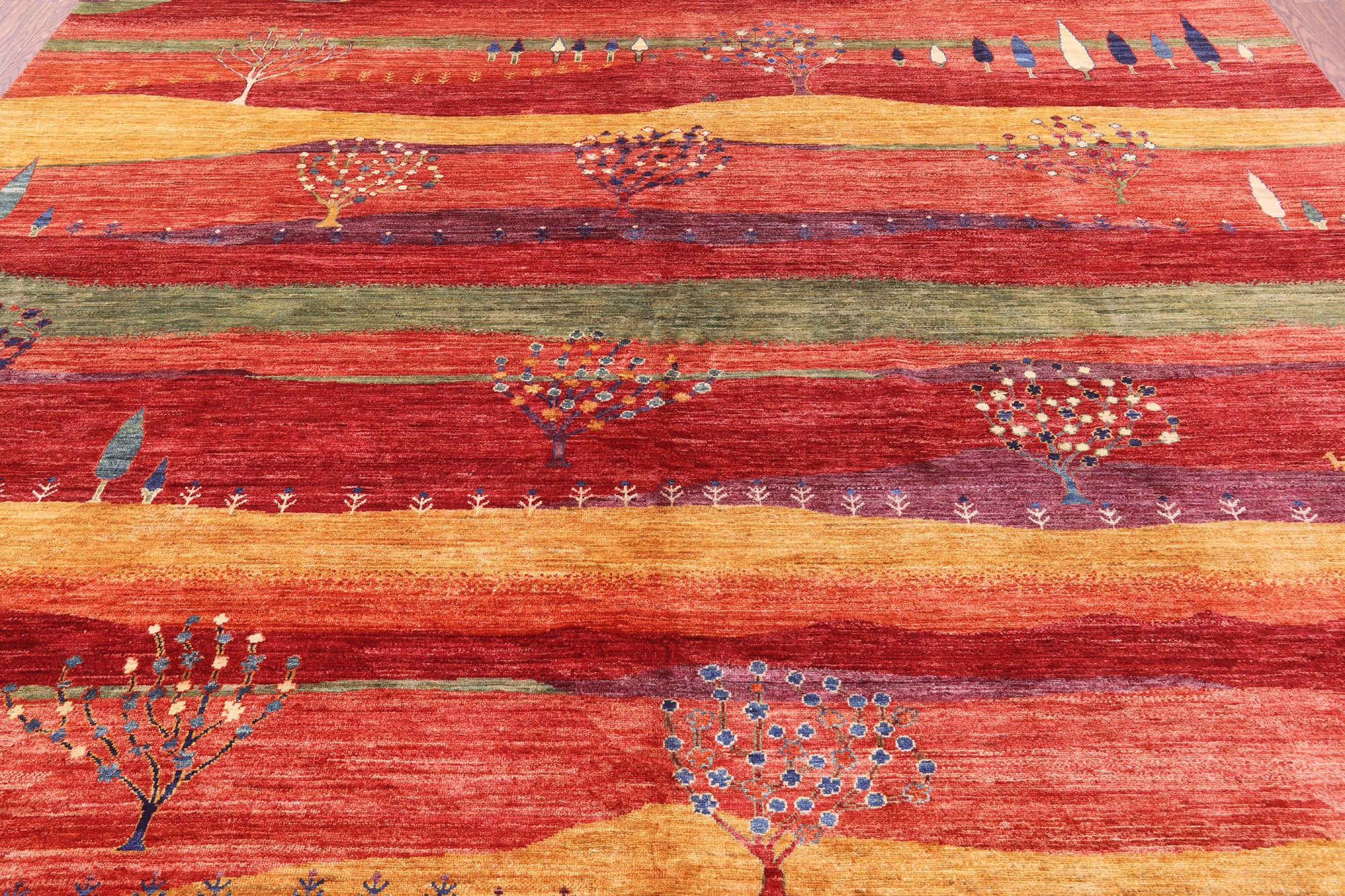 Tribal Persian Gabbeh Hand Knotted Wool Rug - 9' 9" X 13' 4" - Golden Nile
