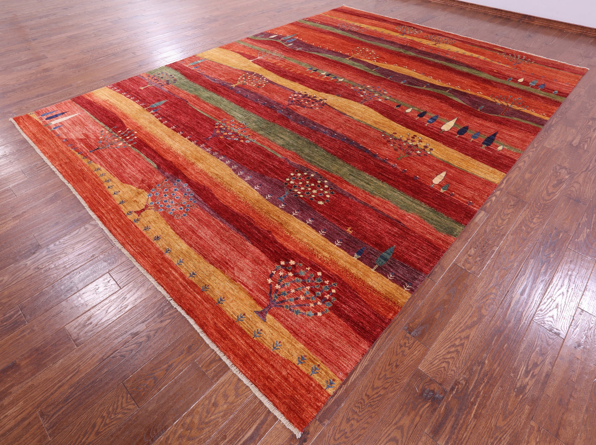 Tribal Persian Gabbeh Hand Knotted Wool Rug - 9' 9" X 13' 4" - Golden Nile