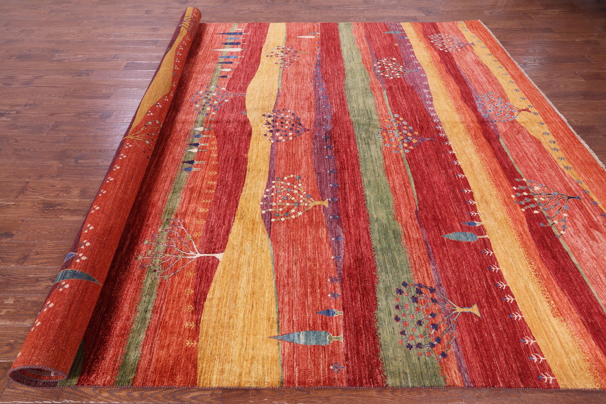 Tribal Persian Gabbeh Hand Knotted Wool Rug - 9' 9" X 13' 4" - Golden Nile