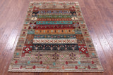 Tribal Persian Gabbeh Handmade Wool Rug - 4' 0" X 6' 1" - Golden Nile