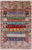 Tribal Persian Gabbeh Handmade Wool Rug - 4' 0" X 6' 1" - Golden Nile