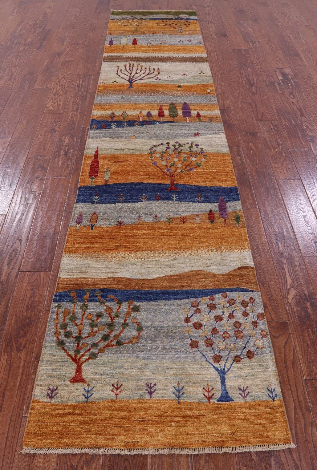 Tribal Persian Gabbeh Handmade Wool Runner Rug - 2' 6" X 11' 9" - Golden Nile