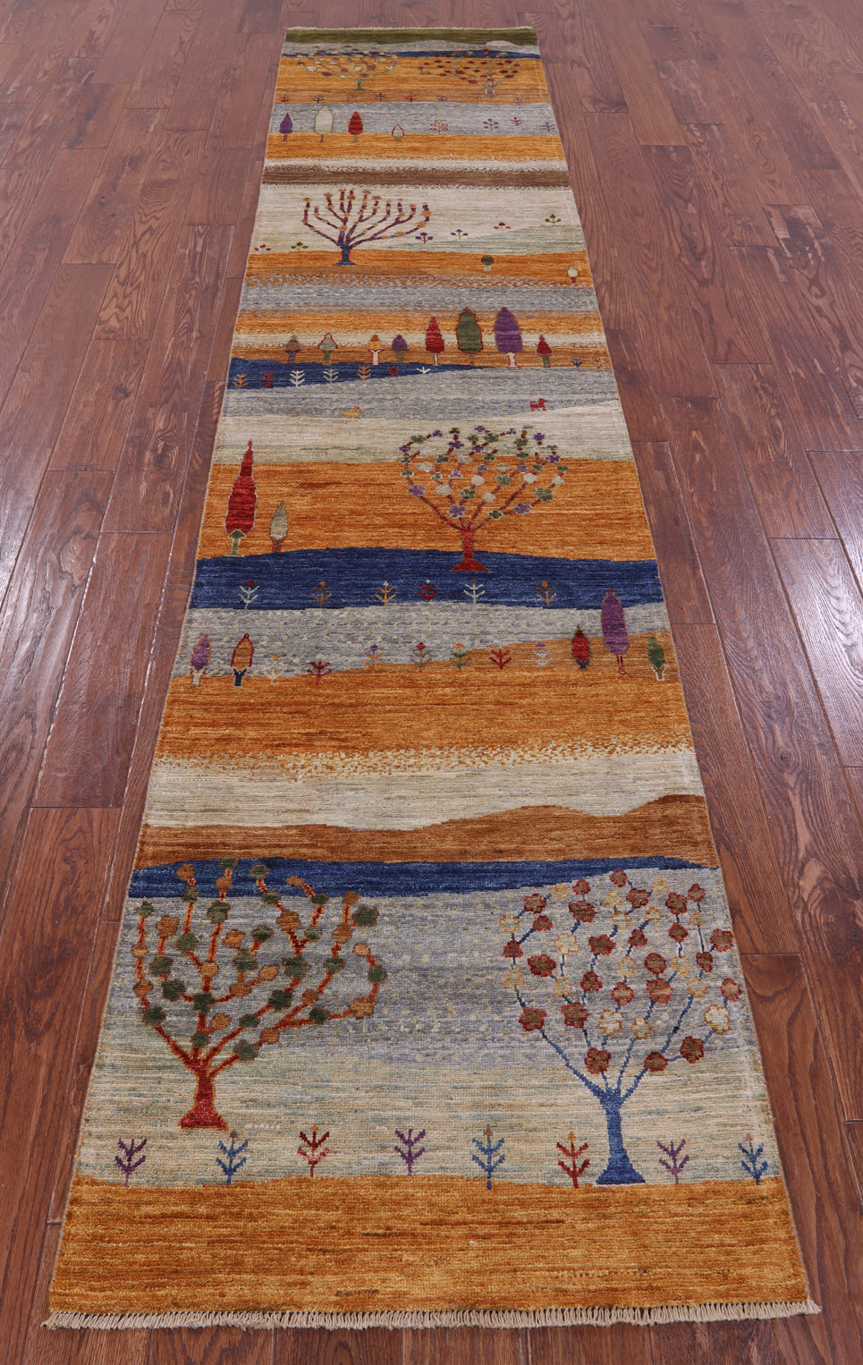 Tribal Persian Gabbeh Handmade Wool Runner Rug - 2' 6" X 11' 9" - Golden Nile