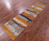 Tribal Persian Gabbeh Handmade Wool Runner Rug - 2' 6" X 11' 9" - Golden Nile