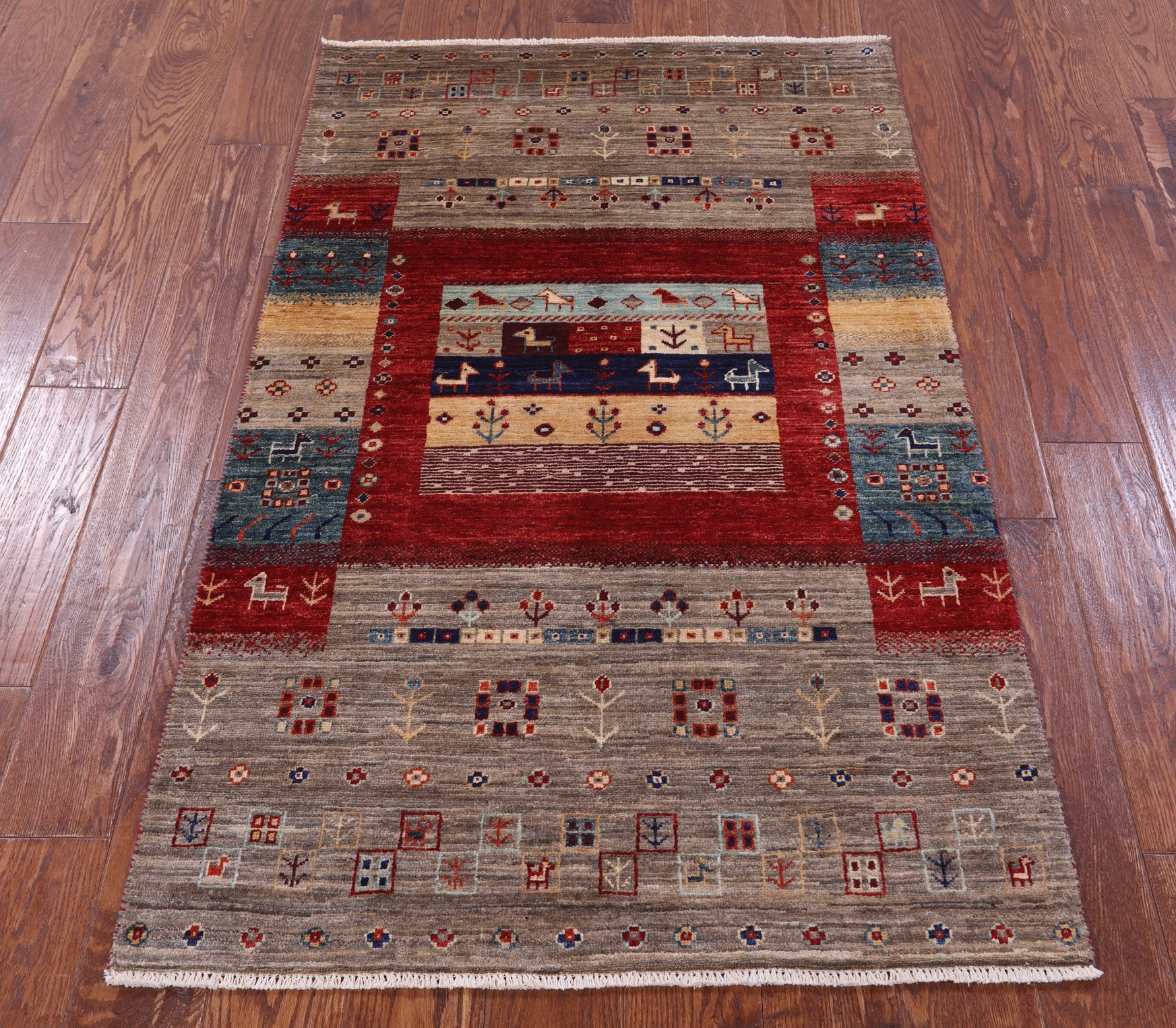 Tribal Persian Gabbeh Hand Knotted Wool Rug - 3' 0" X 4' 11" - Golden Nile