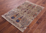 Tribal Persian Gabbeh Hand Knotted Wool Rug - 3' 3" X 4' 11" - Golden Nile