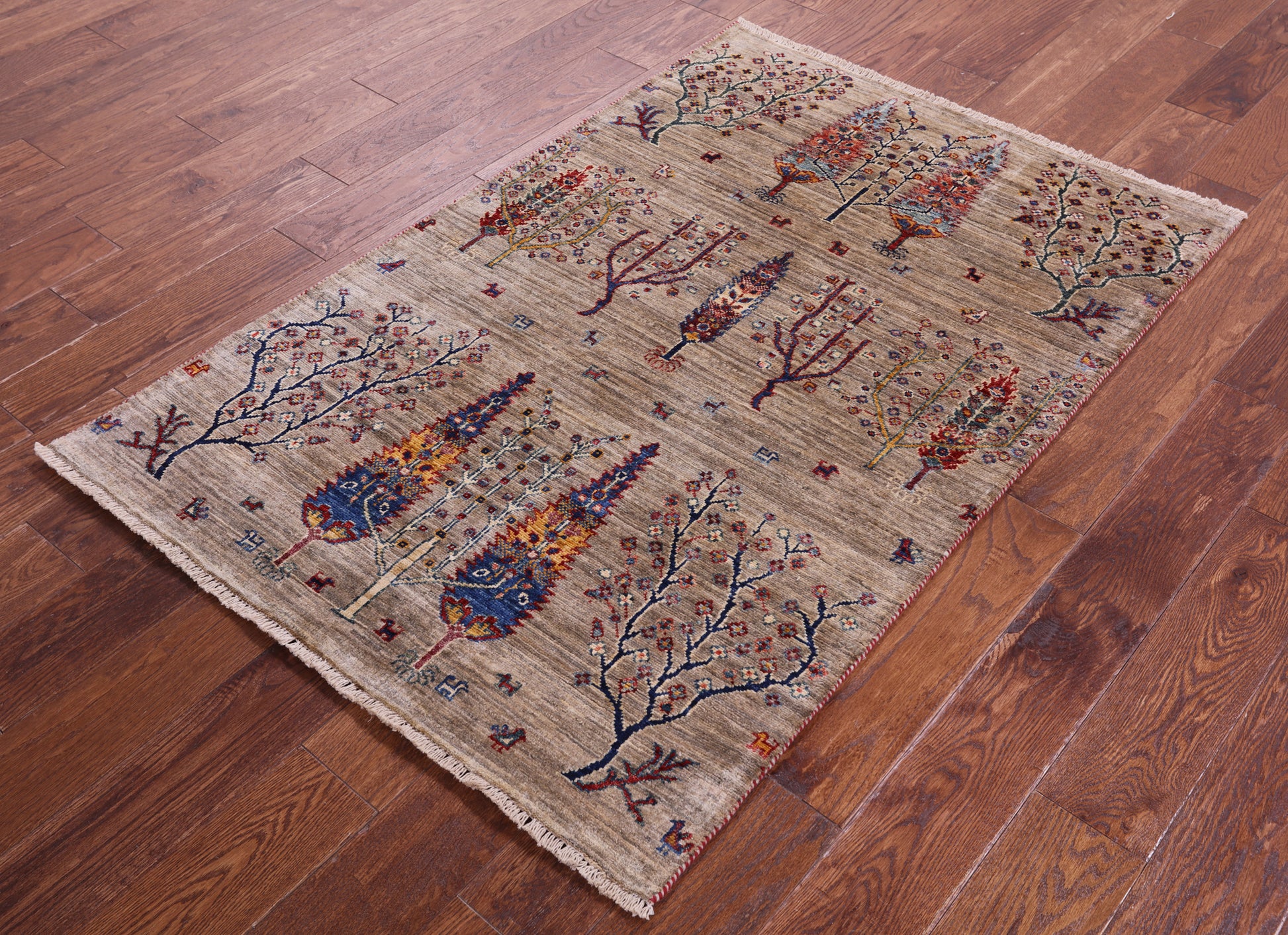 Tribal Persian Gabbeh Hand Knotted Wool Rug - 3' 3" X 4' 11" - Golden Nile