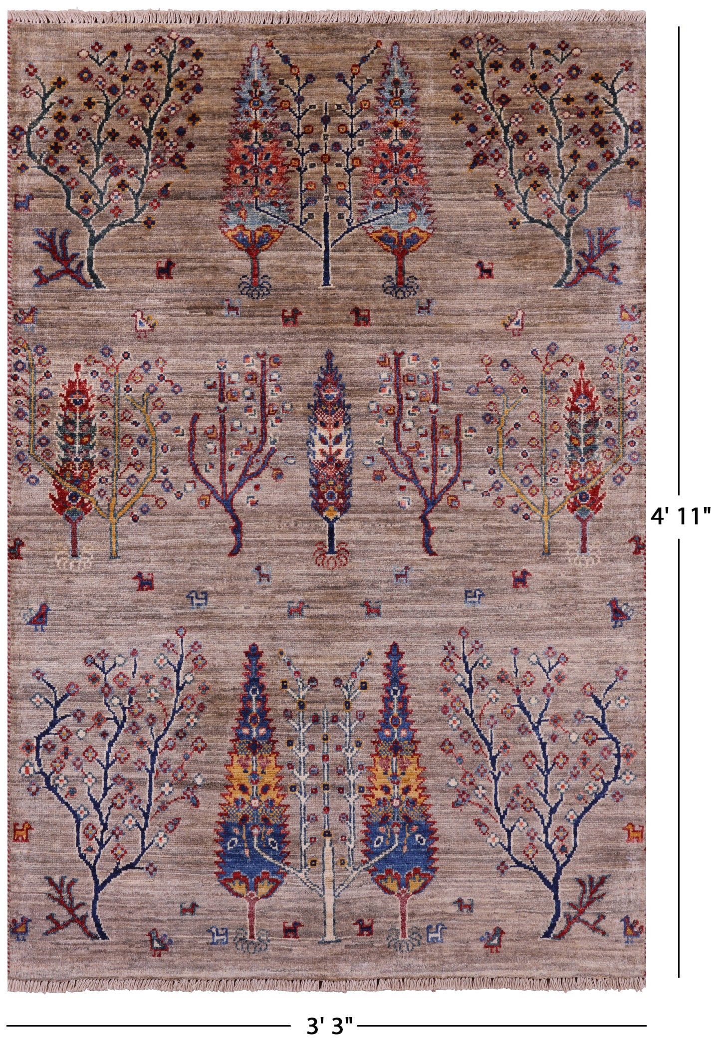 Tribal Persian Gabbeh Hand Knotted Wool Rug - 3' 3" X 4' 11" - Golden Nile