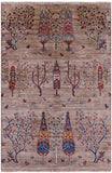Tribal Persian Gabbeh Hand Knotted Wool Rug - 3' 3" X 4' 11" - Golden Nile
