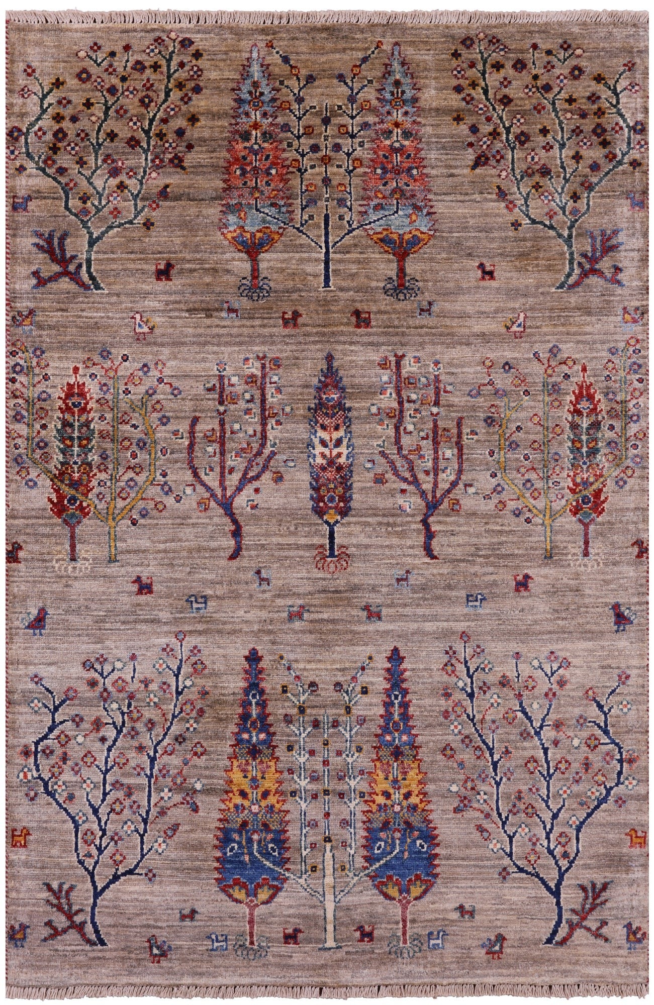 Tribal Persian Gabbeh Hand Knotted Wool Rug - 3' 3" X 4' 11" - Golden Nile