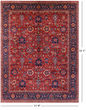 Red Persian Fine Serapi Hand Knotted Wool Rug - 11' 9" X 15' 1" - Golden Nile