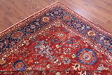 Red Persian Fine Serapi Hand Knotted Wool Rug - 11' 9" X 15' 1" - Golden Nile
