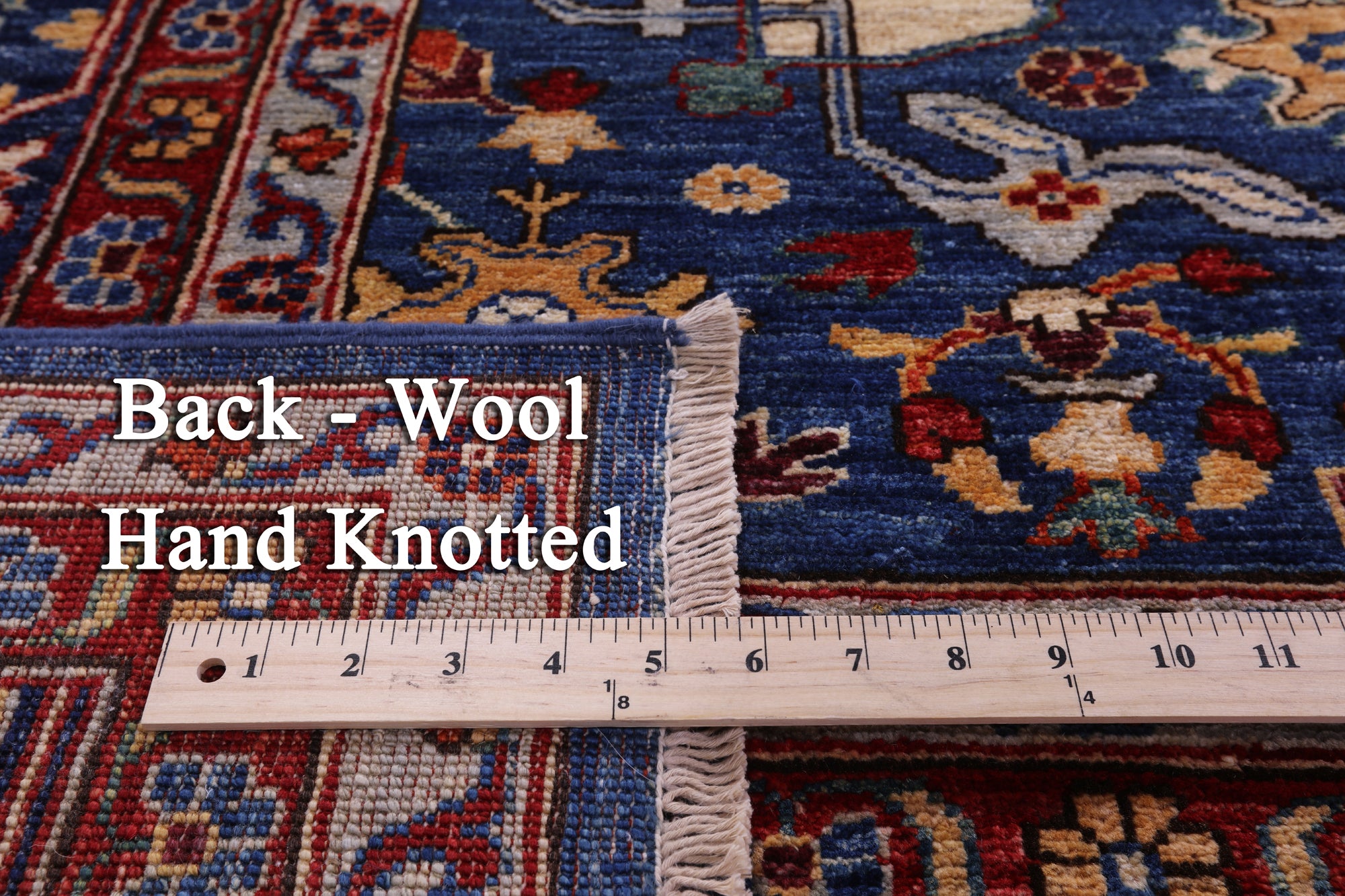 Blue Persian Fine Serapi Hand Knotted Wool Rug - 11' 9" X 14' 9" - Golden Nile