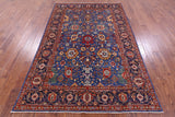Blue Persian Fine Serapi Handmade Wool Rug - 5' 7" X 8' 4" - Golden Nile