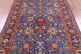 Blue Persian Fine Serapi Handmade Wool Rug - 5' 7" X 8' 4" - Golden Nile