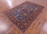 Blue Persian Fine Serapi Handmade Wool Rug - 5' 7" X 8' 4" - Golden Nile