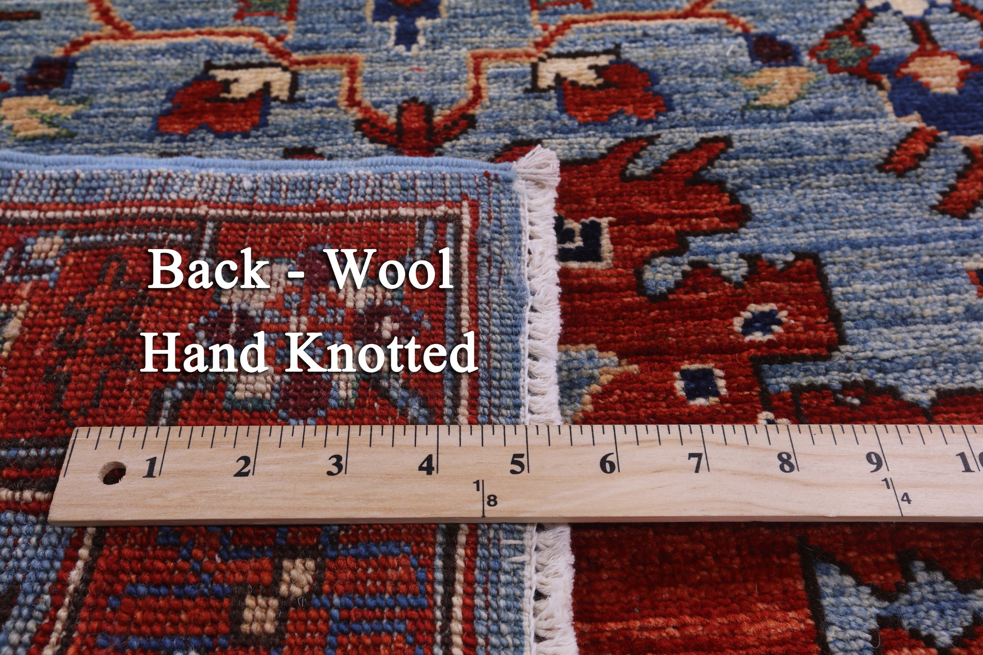 Blue Persian Fine Serapi Hand Knotted Wool Runner Rug - 2' 9" X 12' 0" - Golden Nile