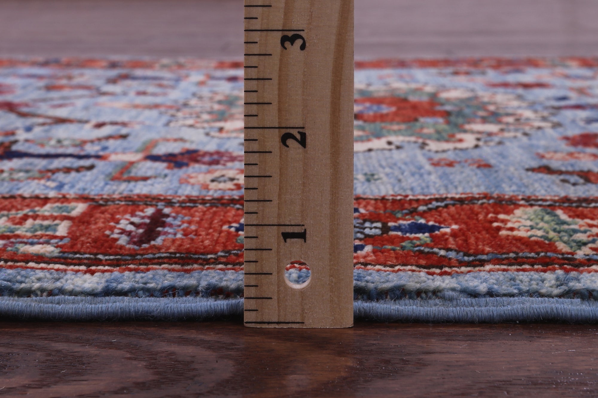 Blue Persian Fine Serapi Hand Knotted Wool Runner Rug - 2' 9" X 12' 0" - Golden Nile