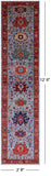 Blue Persian Fine Serapi Hand Knotted Wool Runner Rug - 2' 9" X 12' 0" - Golden Nile