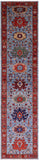 Blue Persian Fine Serapi Hand Knotted Wool Runner Rug - 2' 9" X 12' 0" - Golden Nile