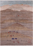 Tribal Persian Gabbeh Hand Knotted Wool Rug - 8' 8" X 11' 9" - Golden Nile