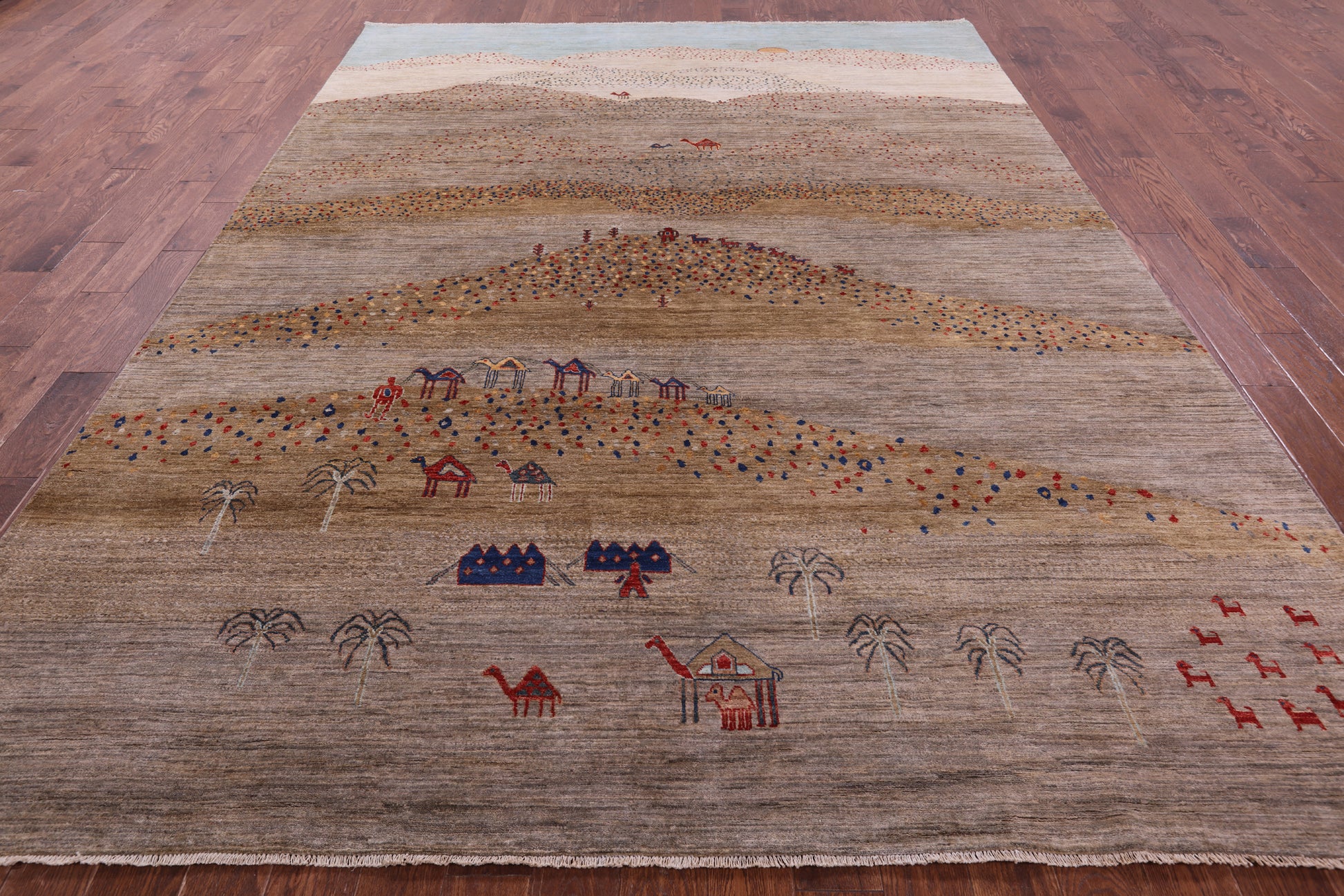 Tribal Persian Gabbeh Hand Knotted Wool Rug - 8' 8" X 11' 9" - Golden Nile