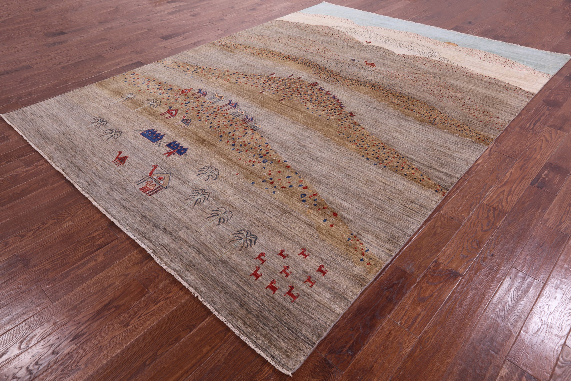 Tribal Persian Gabbeh Hand Knotted Wool Rug - 8' 8" X 11' 9" - Golden Nile