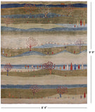 Tribal Persian Gabbeh Hand Knotted Wool Rug - 8' 4" X 9' 9" - Golden Nile