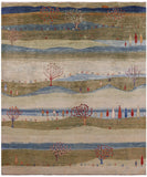 Tribal Persian Gabbeh Hand Knotted Wool Rug - 8' 4" X 9' 9" - Golden Nile