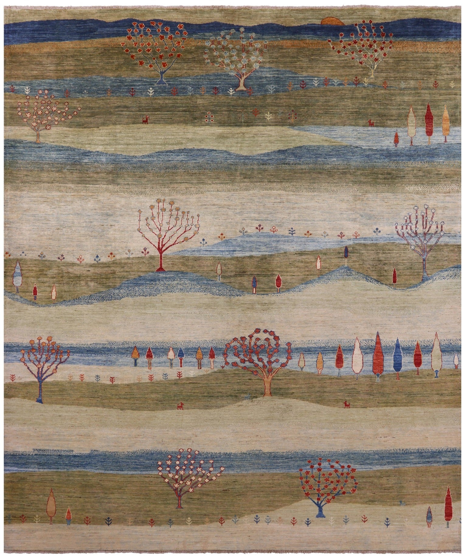 Tribal Persian Gabbeh Hand Knotted Wool Rug - 8' 4" X 9' 9" - Golden Nile